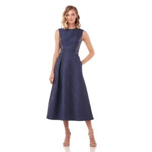 Kay Unger Belinda Fit & Flare Dress Blue Women's Size 14